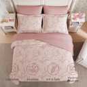 Geniospin Pink Full Comforter Set for Girls- 7 Pieces Bowknot Jacquard Bed in A Bag Full Bedding Sets with Sheets, Pillowcases & Shams, All Season Kids Comforter Set