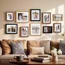 Hongkee 6x8 Picture Frame Set of 4, Made of Real Glass and Natural Oak Frame - Display Picture 4x6 with Mat or 6x8 Without Mat, 6 by 8 Photo for Wall or Tabletop
