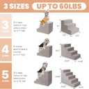 MEWANG 22.83''H Dog Stairs for Small & Medium Dogs and Old Cats – 5 Steps High-Density Foam Pet Ramp for Bed & Couch, Non-Slip, Washable Cover, Grey (Square Corner, 29.92''L×15.75''W×22.83''H)
