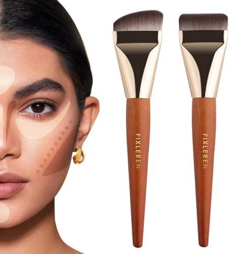 Pack of 2 Fixleren 2 Pcs Flat Foundation Brush - Premium Makeup Face Brush for Blending, Liquid Makeup Tool (Brown) Pack of 2 Fixleren 2 Pcs Flat Foundation Brush - Premium Makeup Face Brush for Blending, Liquid Makeup Tool (Brown)