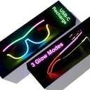 GS GLOWSEEN Led Light Up Glasses USB Type-C Rechargeable, Multi-color Neon Glow Glasses Rave Sunglasses for Men Women Party Outfits,EDM,Halloween,Christmas