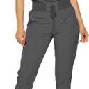 Slim Fit Stretchy Scrubs Women's Jogger Scrub Set Slim Jogger Scrubs with Tuck-In Top for Women (Large, Charcoal)