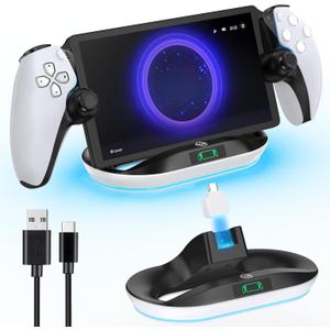Charging Stand for PS Portal Remote Player, PS Portal Charging Dock with Light Modes, PS Portal Stand Charger, Portal Dock Station with Magnetic Connector, PS Portal Holder Base (Black & White)