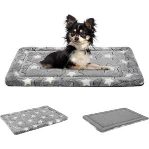 EMPSIGN Dog Crate Pad - Reversible Kennel Mat (Cool & Warm), Machine Washable, Cozy Star Pattern Sleeping Pad for Small Medium Large Dogs, All-Season Pet Bed, Suitable for 24"x18" Dog Crate, Grey