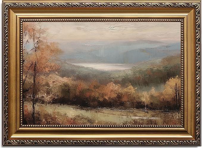 ASTRDECOR Framed Vintage Wall Art for Bedroom, Rustic Fall Landscape Canvas Art Prints, Vintage Autumn Scenery Picture, Farmhouse Wall Decor, Antique Retro Wall Décor for Living Room-16"x24"