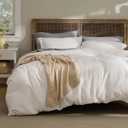 Bedsure Waffle Weave Duvet Cover King Size, Luxury, Soft & Breathable Comforter Cover for All Season, 3 Pieces Wrinkle-Resistant Zipper Bedding with 8 Corner Ties, Ivory White