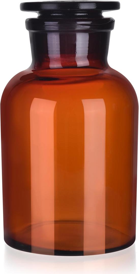 Lab Borosilicate Glass Reagent Bottle,Wide Mouth Glass Storage Bottle with Ground Stopper (33.8 Ounces)