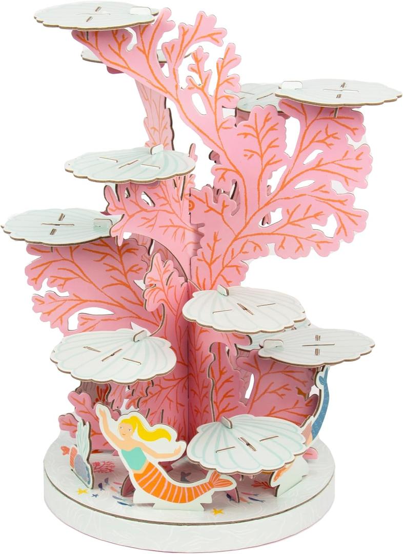 Table Tables Mermaid Themed Reusable Cake Stand: Under The Sea Party Table Decorations to Hold Cupcakes- 100% Plastic Free Making This The only ECO Choice for Your Birthday Party or Baby Shower.