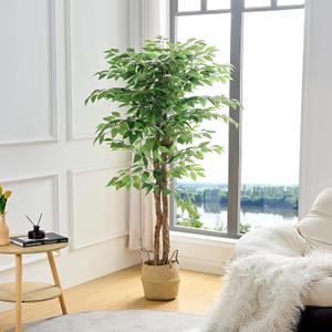 VECELO Artificial Ficus Tree with Sturdy Nursery Pot, 5FT Faux Silk Plant for Indoor Outdoor Home Garden Decor, 1 Pack