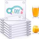 Set of 12 Clear DIY Glass Drink Coaster 3.5 Inch Crystal Coasters Decorative Glass Plates for Wedding Dining Table Picture Frame Painting DIY Crafts Home Decoration and Parties(Square)