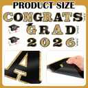 Xuhal 2026 Graduation Car Decoration 23'' Large Inflatable Grad Cap Car Decor Congrats Grad Letter 2026 PVC Inflatable Cap for Senior High School Collage Graduation Parade Party Decor(Black, Gold)
