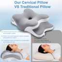 Sleep Apnea Pillow with Neck Pain & Snoring Relief-Orthopedic Cervical Pillow,Ergonomic Contour Memory Foam Pillow for Side,Back,Stomach,Dreamers Relief,Medium Firm Support (Gray, Queen Size)