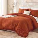 Andency King Size Comforter Set Burnt Orange, 3 Pieces Boho Terracotta Soft Lightweight Bedding Comforter Sets, Rust Tassel All Season Bed Set (104x90In Comforter & 2 Pillowcases)