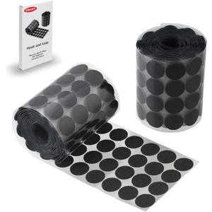 Self Adhesive Dots, 100Pcs(50 Pair Sets) 1 Inch Diameter Strong Self Adhesive Dots Nylon Sticky Back Coins Hook Loop Strips, Small Circle Dots Stickers Tapes, Black