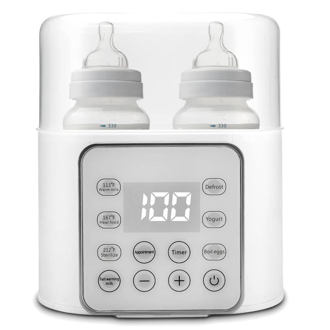 Baby Bottle Warmer 9-in-1 Multifuntion Breast Milk Warmer, Fast Baby Food Heater and Defrost Warmer with Timer for Twins, LCD Display Accurate Temperature Adjustment, 24H Constant Mode (Bright White)