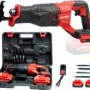 Dogtooth 21V Cordless Reciprocating Saw Kit, 3,000 Strokes Per Minute, Compatible with Makita 18V Battery, 2 * 4.0 Ah Batteries, Charger, 4 Saw Blades and Carry Case
