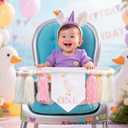 BOOMPA 1st Birthday High Chair Banner, Pink and White Tassel Garland, 40 inches, Girls Party Decoration (Pink-Y)