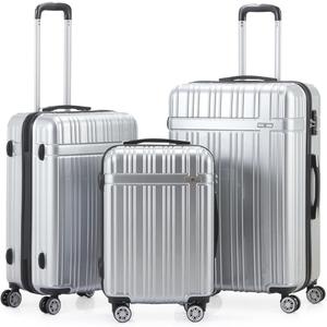 Silver 3pc Luggage Set 20in 24in and 28in