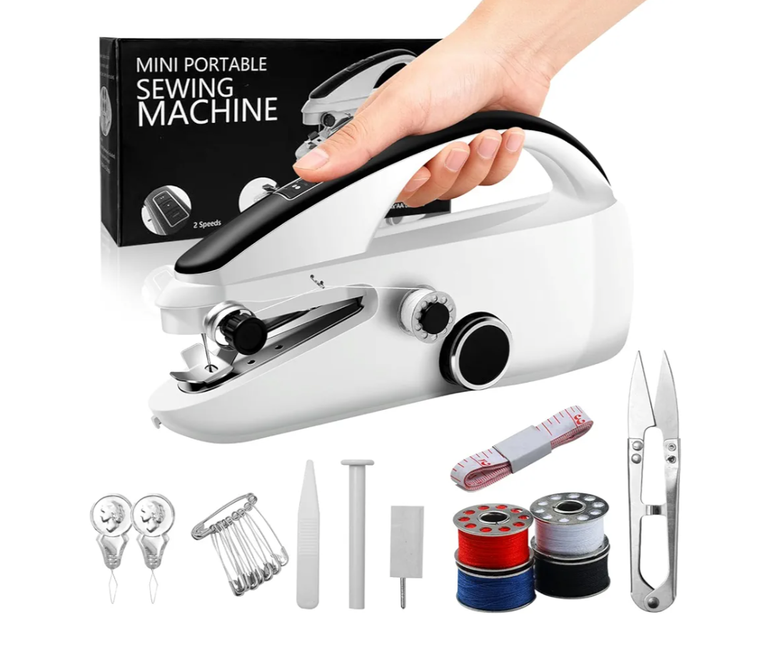 Handheld Sewing Machine Cordless – Portable Mini Handheld Sewer, Pocket Sewing Machine for Quick Repairs, Handy Stitch, Travel Stitch Sew Quick, Home & DIY Fabric (Black)