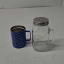 Mason Craft & More 8-Piece Glass Drinking Jars Tumblers Set with Handles Stainless Steel Lids, 16 oz. and 
OGGI ThermoMug Stainless Steel Insulated Mug- Double Wall Vacuum Insulated w/ Handle & Lid, Coffee Cup, Camping Mug, Travel Thermos, 14oz(420ml), Blue Floral