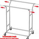Simple Houseware Heavy Duty Double Rail Clothing Garment Rack, Holds Up to 200 lbs, 43 to 67 Inches Extendable Rod, Chrome