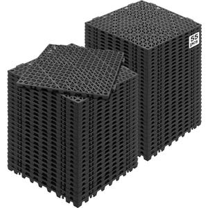 VEVOR Interlocking Tile 55PCS Black, Drainage Tiles 12" x 12" Splicing, Soft PVC Interlocking Drainage Floor Tiles, Non-Slip Drainage Holes for Restroom, Bathroom, Kitchen, Pool, Wet Areas