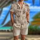 DFZ Funny Hawaiian Shirts for Men Summer Beach Short Sleeve Button Down Shirt Theme Party Shirt (Brown, XXXL)