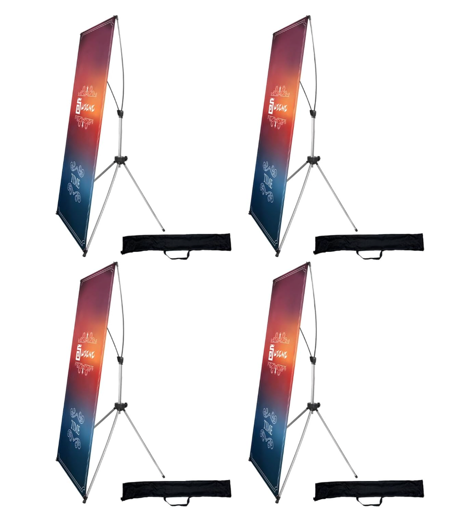 USCNC X Banner Stand Adjustable Fit Banner 23 x 63 to 32 x 78 Inch(STAND ONLY), Portable Travel Bag,Suitable for advertising, stores, exhibitions, restaurants, events, birthday parties, and other occasions (4 Pack)