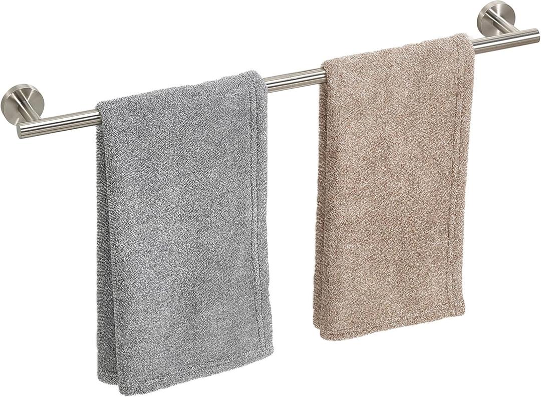 Brushed Nickel Towel Bar, 24 Inch Towel Racks for Bathroom Wall Mounted, Thicken SUS304 Stainless Steel Heavy Duty Hand Towel Holder Organizer, Bathroom Accessories, Total Length 26.5 Inch