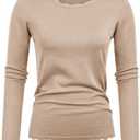 GRACE KARIN Women's High Stretchy Long Sleeve Pullover Sweater Blouse Top, L