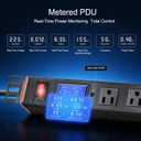 19in 1U Metered PDU Rack Mount Power Strip with Display 7 Outlets