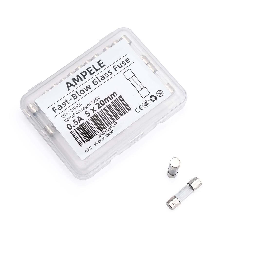 (Pack of 40) 0.5A Fast-Blow Fuse 0.5Amp 125V Glass Fuses 0.2 x 0.78 inch/5 x 20 mm (0.5Amp)(F0.5AL, 125V)