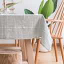 ColorBird Solid Embroidery Lattice Tablecloth Cotton Linen Dust-Proof Checkered Table Cover for Kitchen Dinning Tabletop Decoration (Rectangle/Oblong, 52 x 70 Inch, Grey)