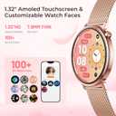 Smart Watch for Women, 7.9mm Ultra Thin 1.32" AMOLED Screen, Bluetooth Calling, Fitness Tracker for Android iPhone, Heart Rate Sleep Monitor, IP68 Waterproof, 2 Straps, Rose Gold Gift