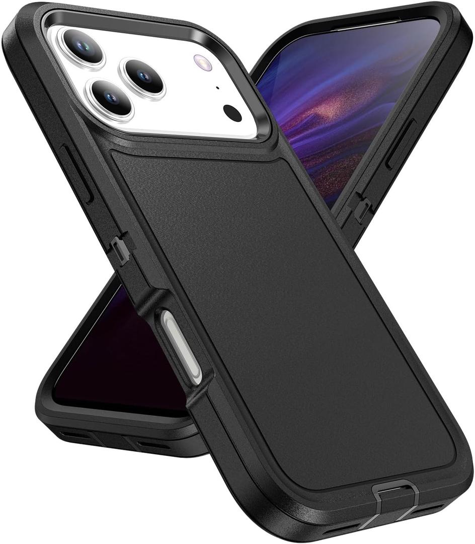 for iPhone 17 Pro Case,Hybrid Drop Test Heavy Duty Sturdy Shockproof Slim Fit Anti-Slip Protective Phone Cover for iPhone 17 Pro 6.6 inch,Black