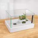 BETAZOOER Turtle Tank with Adjustable Water Pump Filter, Full View Visually Tortoise Aquarium Habitat, Glass Material Easy Changing Water&Clean for Small Amphibious Creatures Reptiles (23"13.5"10")