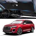 Custom fit Audi Q7 Windshield Sunshade for 2016-2023 2024 2025 2026 Audi Q7 SUV Shades Cover for Windshield Sun Visor Screen Protector 210T Reflective Blocks UV Rays Cool Car Accessories
