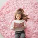 OLANLY Pink Round Rugs for Bedroom - Machine Washable, 5 ft Circle Area Rugs for Living Room, Soft and Fluffy Shaggy Carpet for Teen Girls and Boys, Nursery Rooms, Dorms, Home Decor Aesthetic