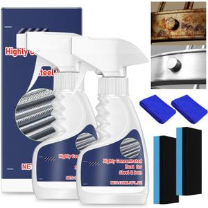 Rust Remover Heavy Duty for Metal,Highly Concentrated Rust Remover for Steel & Iron,Car Rust Remover,Powerful Rust Stain Remover for Tools,Stainless Steel,Automotive Parts(2PCS)