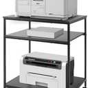 Sutex Large Printer Stand, 23.6" W x 18.9" D x 31.5" H Large Printer Table with Adjustable Storage Shelf, 3 Tier Rolling Printer Cart with Wheels for Home Office- Support 100 LBS Each Tier (Black)