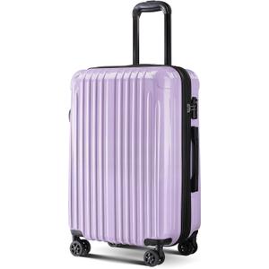 Expandable Checked Luggage Suitcase with Wheels 24 Inch, Lightweight PC+ABS Hardshell, Expands 2", 360° Spinner Wheels, TSA Lock, Lilac