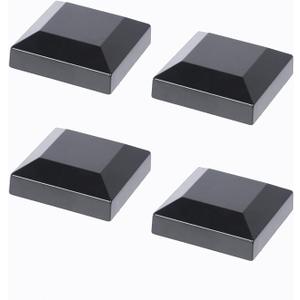 Aluminium Fence Post Caps for True 2.5" x 2.5" Fence Posts, Aluminum, Metal,Wood,Mailbox Posts, Pyramid Post Cap Cover Pressure Fit- Black (4Pack)
