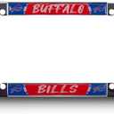 Buffalo Bills NFL Premium Chrome Zinc Alloy Team License Plate Frame - 4 Screw Tag Holder with Mordern Style Lettering - Chrome Background and Team Colors Complement Any Color Truck, SUV, Car