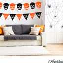 6PCS Felt Halloween Banner with Skull Evilface Skeleton Spiderweb Pumpkin Triangular Indoor Outdoor Hanging Banner DIY Happy Halloween Decor Orange and Black Decor for Wall Mantle Classroom