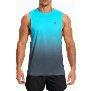 EZRUN Men's Tank Tops Swim Beach Sleeveless Shirt Quick Dry Gym Workout Stringer Muscle Tshirts Big and Tall (4X-Large, Gradient Sky Blue)