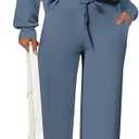 PRETTYGARDEN Women's 2 Piece Outfits Casual Lapel Half Zip Sweatshirts And Wide Leg Pants Tracksuit Sets,  S