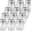 Skyley 8 Pieces Glass Spices Shaker with Perforated 6 Ounce Swirl Glass Cheese Shaker and Slotted Top Lid Red Pepper Retro Swirl Style Dispensers for Home Kitchen Restaurant Supplies