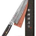 Japanese Chef Knife 8.27 Inch Kitchen Knife with 67 Layers Damascus Steel AUS-10 Core, Professional chefs Knife with Full-Tang Ebony Wood Handle and Premium Gift Box(Hammered Damascus Series)