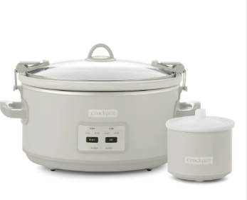 Crock-Pot Designer Series 7qt Slow Cooker with Bonus Little Dipper Mushroom: 4 Settings, Stoneware, Stainless Steel, Keep Warm