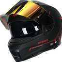 HAX Force Aerodynamic Full Face Helmet for Street & E-Bikes DOT & ECE Certified - Enhanced Dual Visor, Adult Size, Pinlock Ready Matte Black Red M (Black, M)